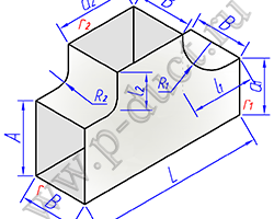 Тройник прямоугольного сечения переходный с радиусной врезкой